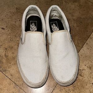 VANS - white slip on perf leather shoe